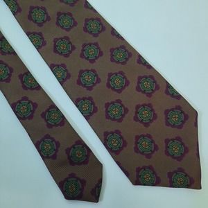 Gieves Hawkes Savile Row Mens 100% Silk Tie Necktie 58x3.75 Brown Hand Made USA
